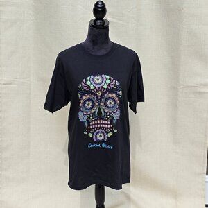 Sugar Skull Cancun, Mexico T-shirt in Neon Colors New with Tag